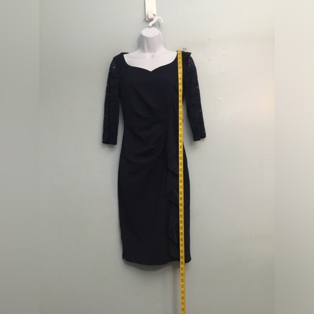 Miusol Black V-Neck Lace Sleeve Midi Dress